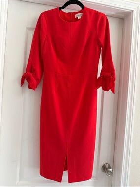 Harper Rose Red Long-Sleeve Tie-Cuff Sheath Midi Dress